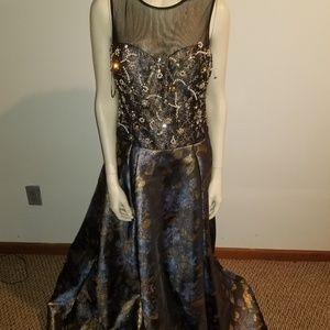 Teri Jon navy with beading dress size 8